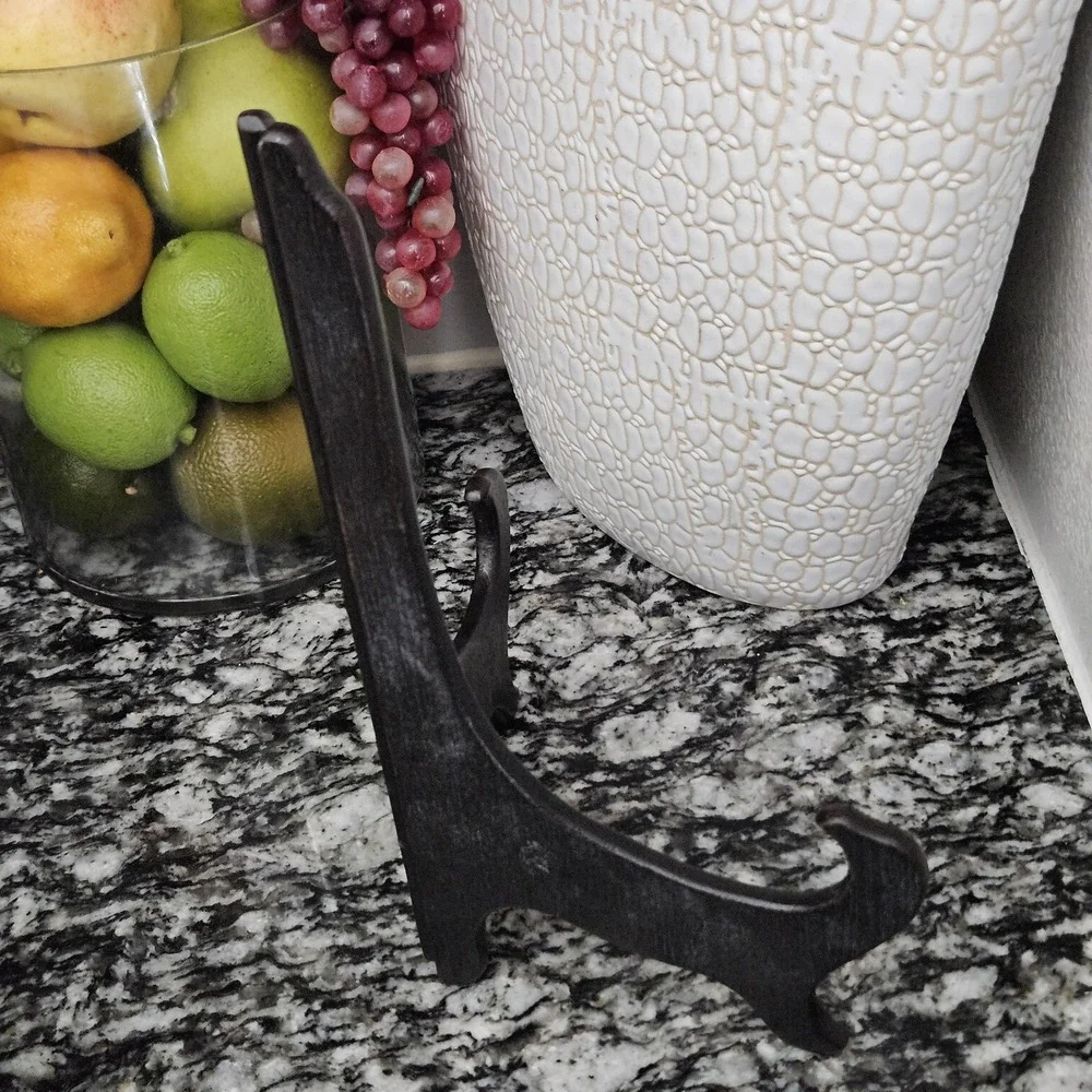 Home Decor Dark Brown Wooden Display Stand 10 Inches Plate Holder Easel‎